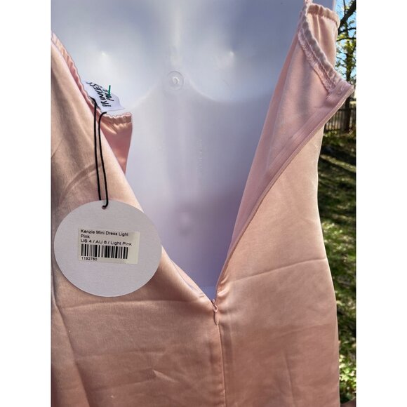 Pink Satin Slip Dress Floral Embroidered Halter Neckline By Princess Polly Size - Picture 11 of 13